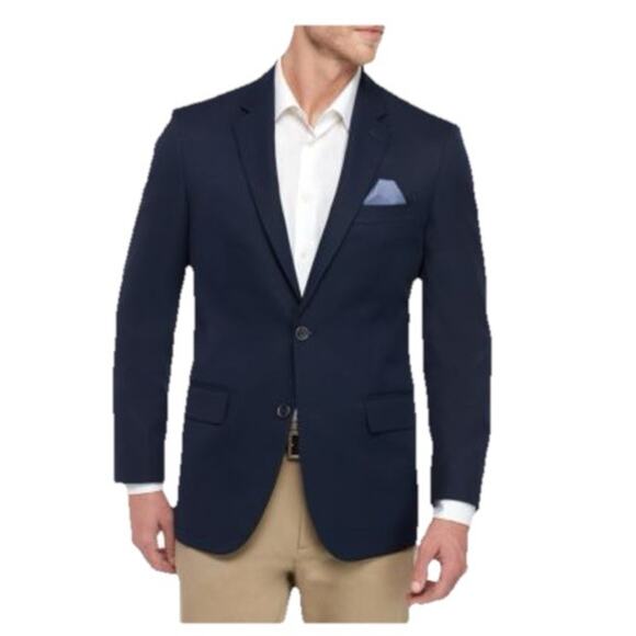 Saddlebred Men’s Blazer Size 48L - Navy Blue With Nice Lining 2 Button Stretch - Picture 1 of 7